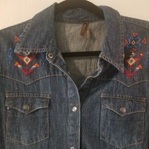 Stetson Jean dress with beautiful aztec embroidery